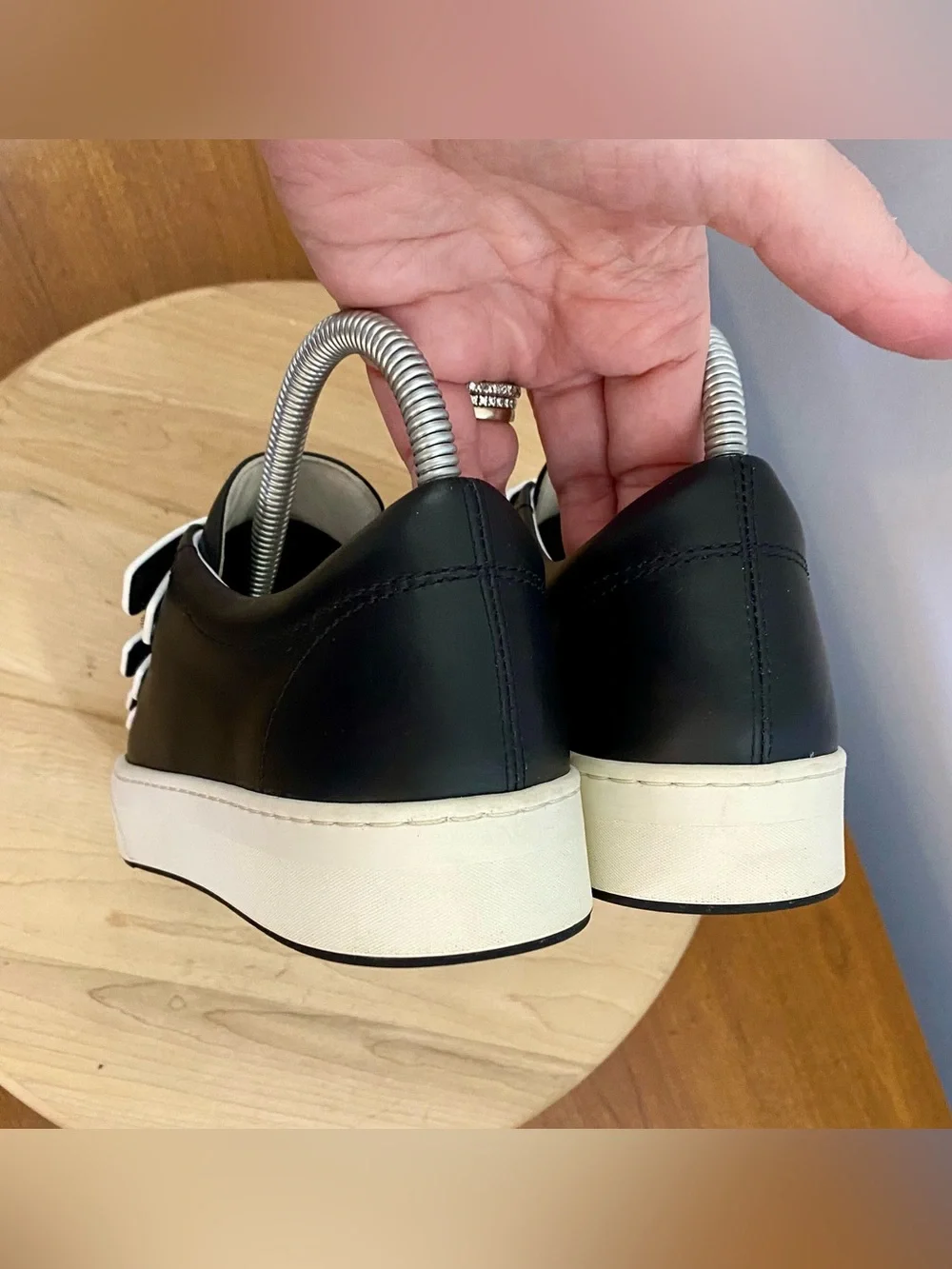 The Row Dean Sneaker Low Top Strap Black Leather White Women’s EU 38 US 8 Casual - Picture 12 of 16